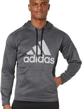 adidas Men's Fleece Pullover Hoodie Big Logo Hooded Sweatshirt Size Small .